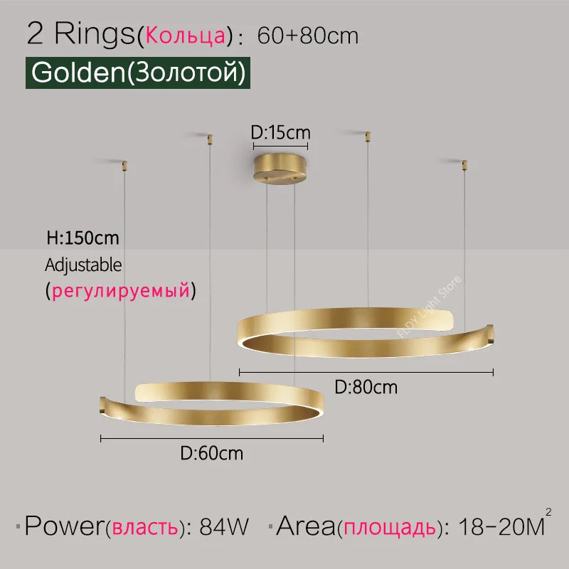 SLL Modern Nordic LED Ring Pendant Light for Living Spaces