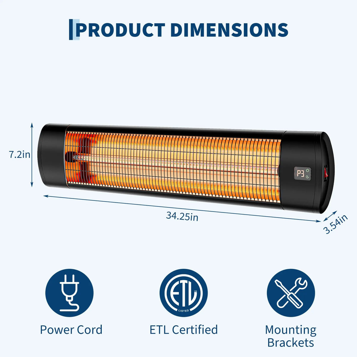GAOMON Carbon Fiber Infrared Outdoor Patio Heater With Remote