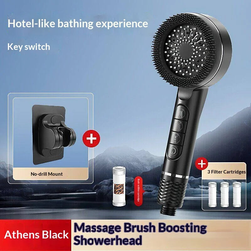 Pressurized Handheld Shower Head With Four Adjustable Spray Modes