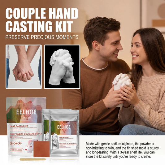 DIY Hand Mold Casting Kit For Couples 3D Hand Holding Sculpture Alginate Impression Powder Footprint Handprint Keepsake Anniversary Valentine's Day Gift Family Craft Activity
