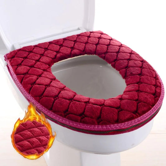 Waterproof Plush Toilet Seat Cover With Washable Zipper Design