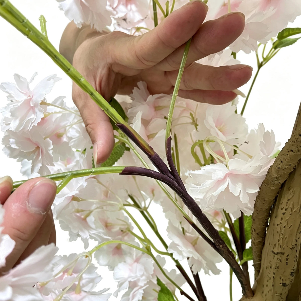 Studyset Artificial Cherry Blossom Tree Double Trunk Silk Plant Decor