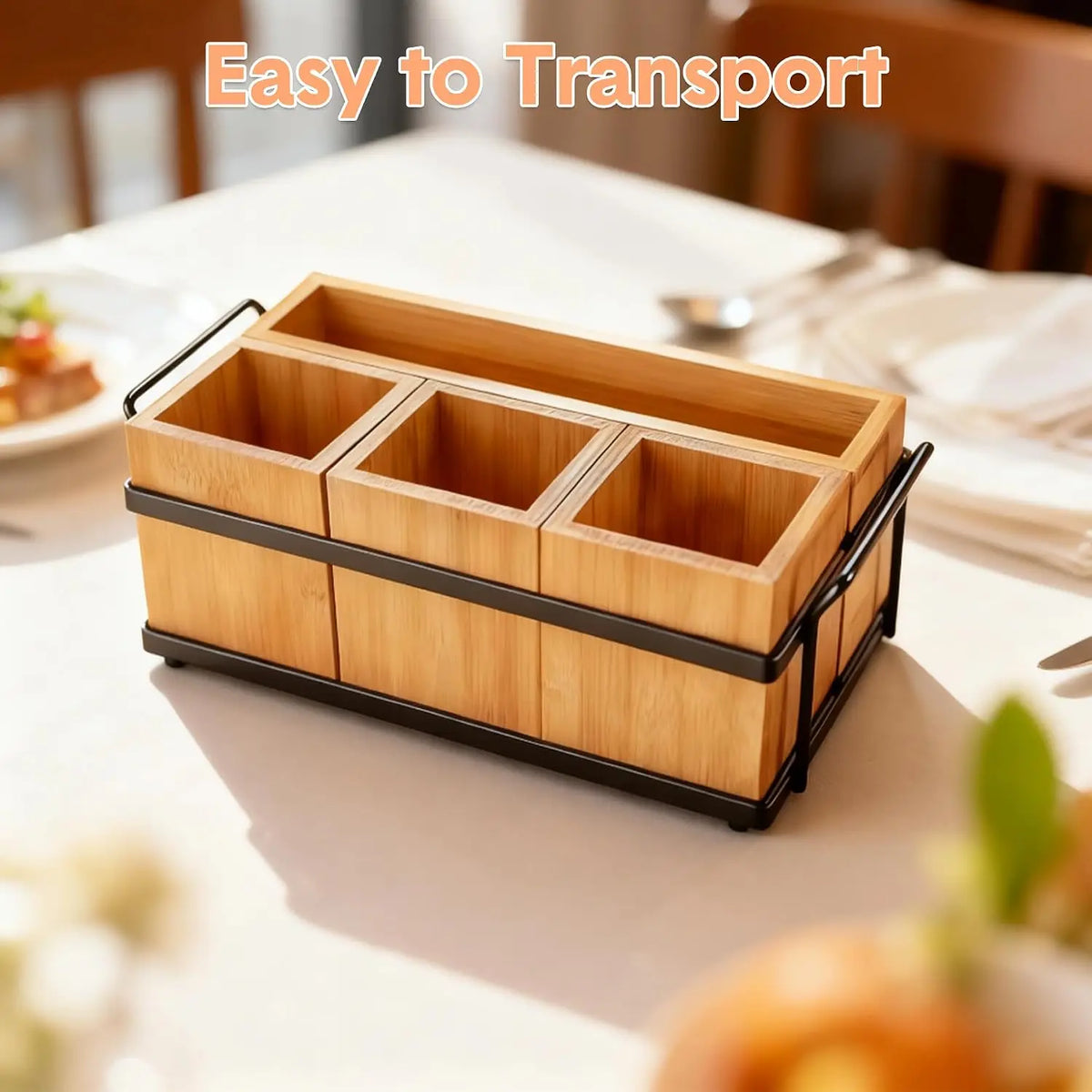 Garvee Wooden Kitchen Utensil Caddy With Four Compartments