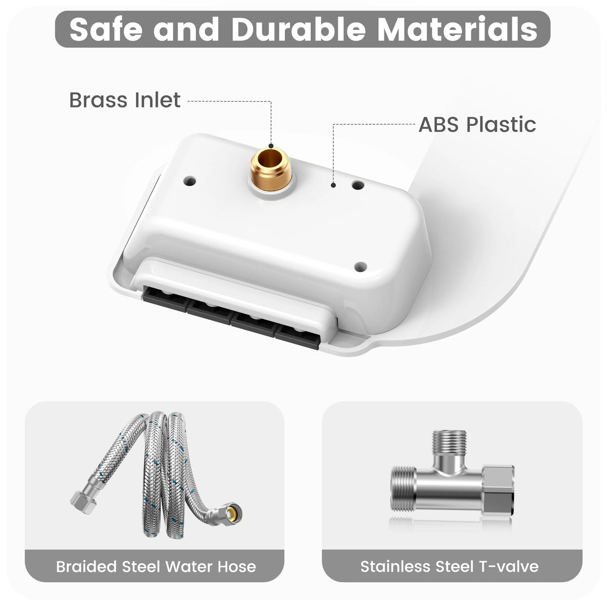 Non-Electric Dual Nozzle Toilet Bidet Attachment With Water Pressure Control