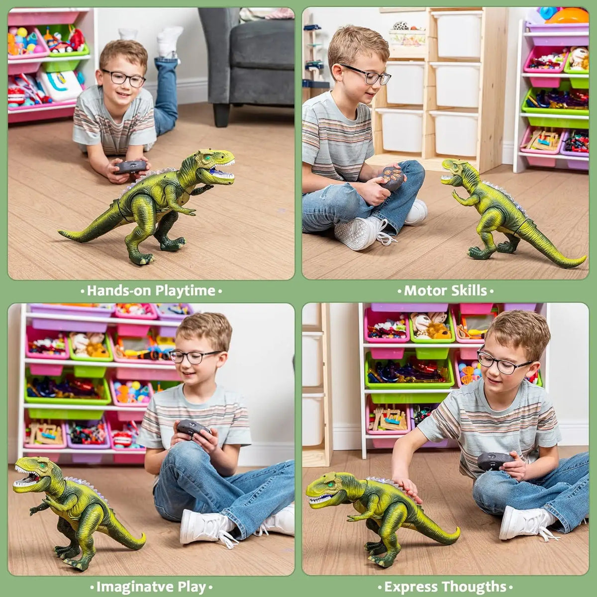 Joyfy Remote Control Walking Dinosaur Toy With Lights And Sounds