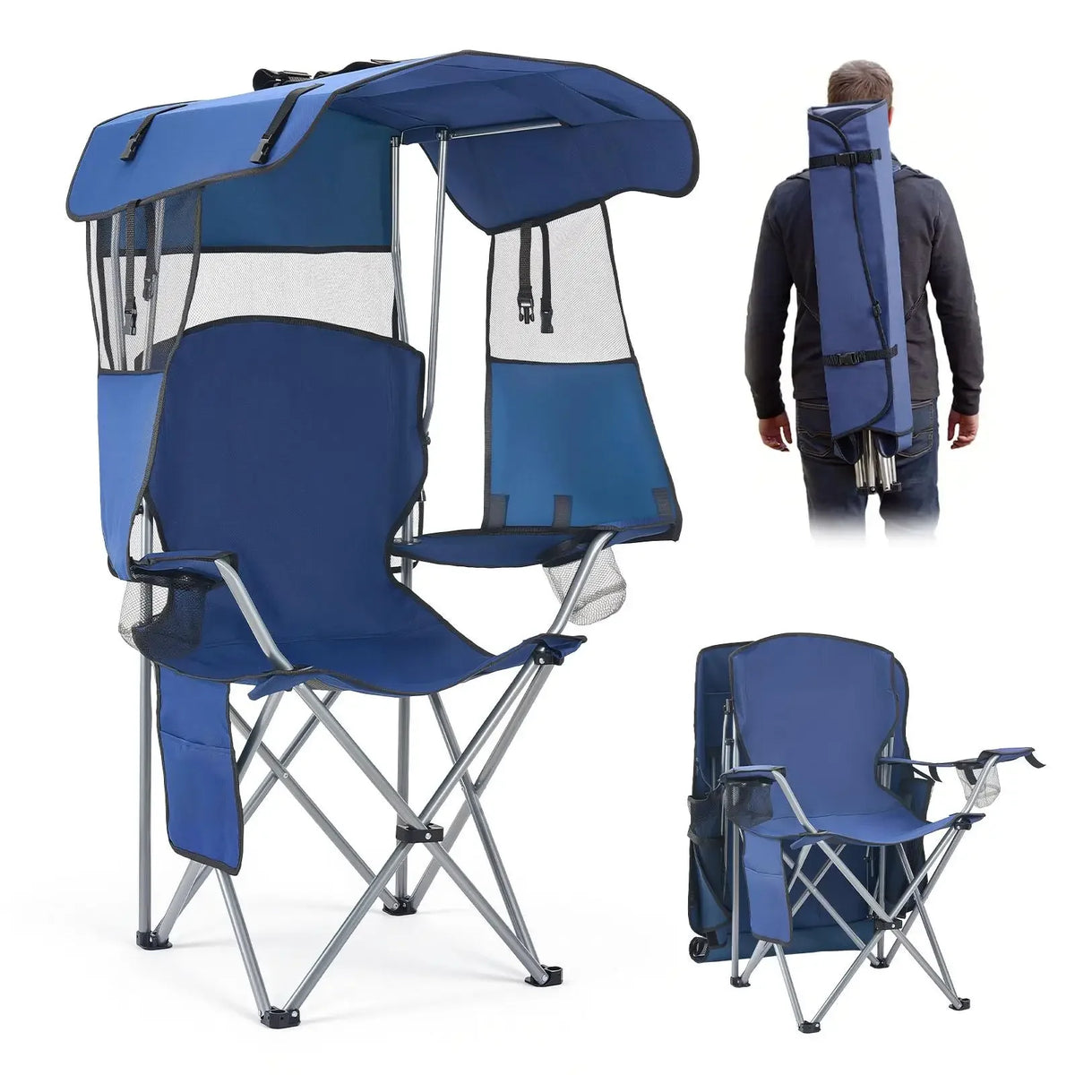 Portable Folding Outdoor Camping Chair With Sunshade