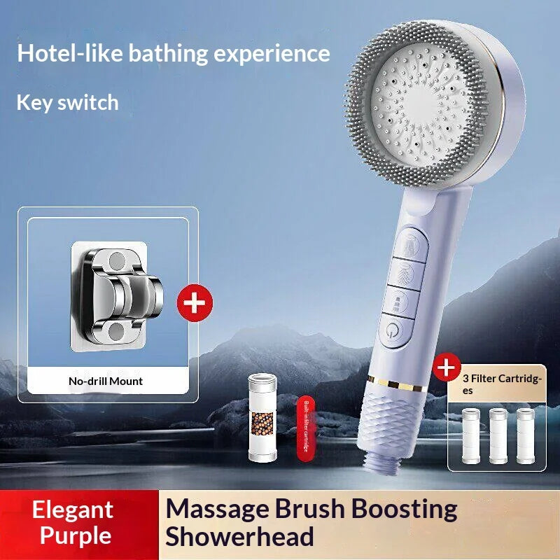 Pressurized Handheld Shower Head With Four Adjustable Spray Modes