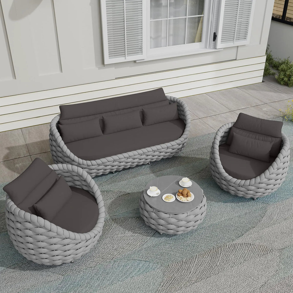 All Weather PE Rattan Outdoor Bistro Conversation Set
