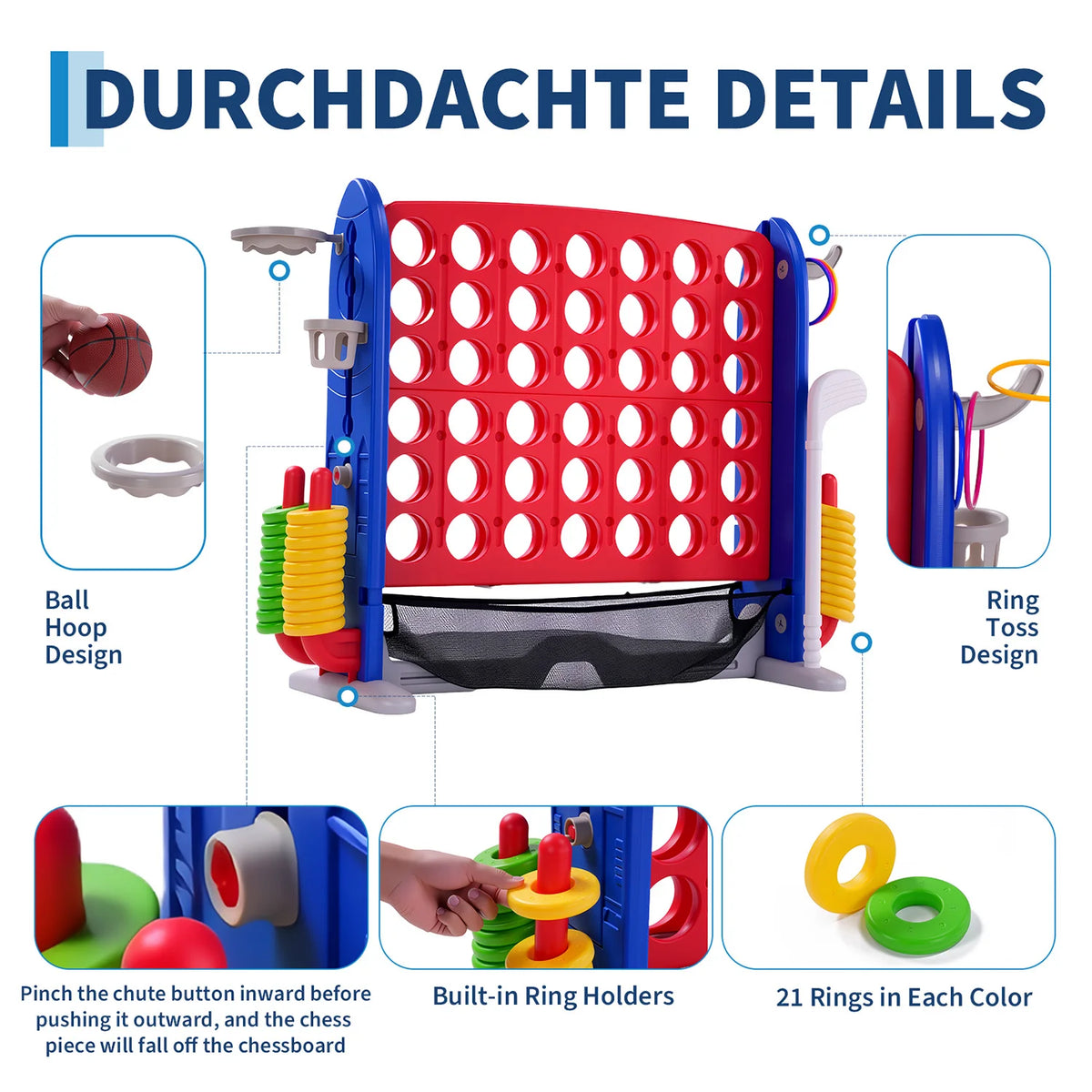Giant Connect Four Outdoor Game Set Basketball And Ring Toss