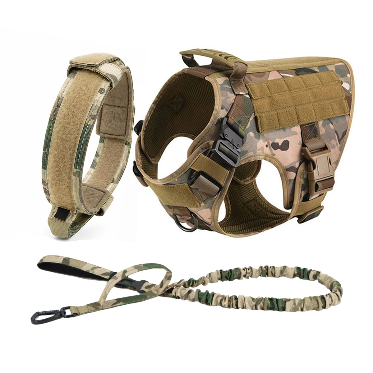 Petavel Tactical Dog Harness With Molle Pouches And Leash