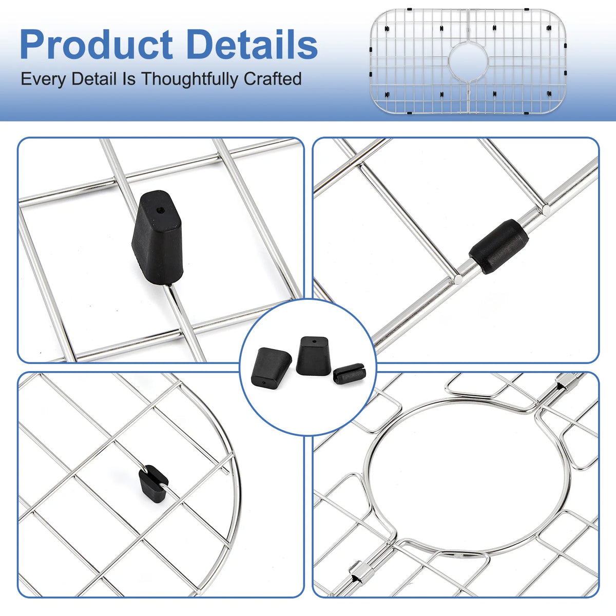 Stainless Steel Kitchen Sink Protector Grid With Rubber Feet