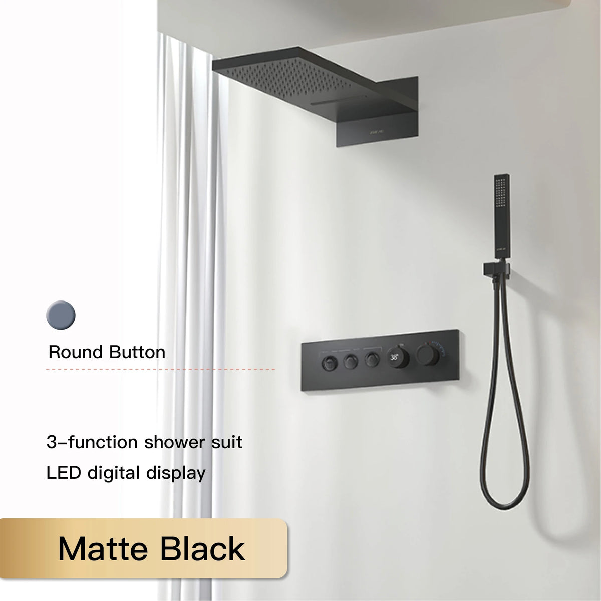 Aitana Wall Mounted Brass Multi Function Shower System