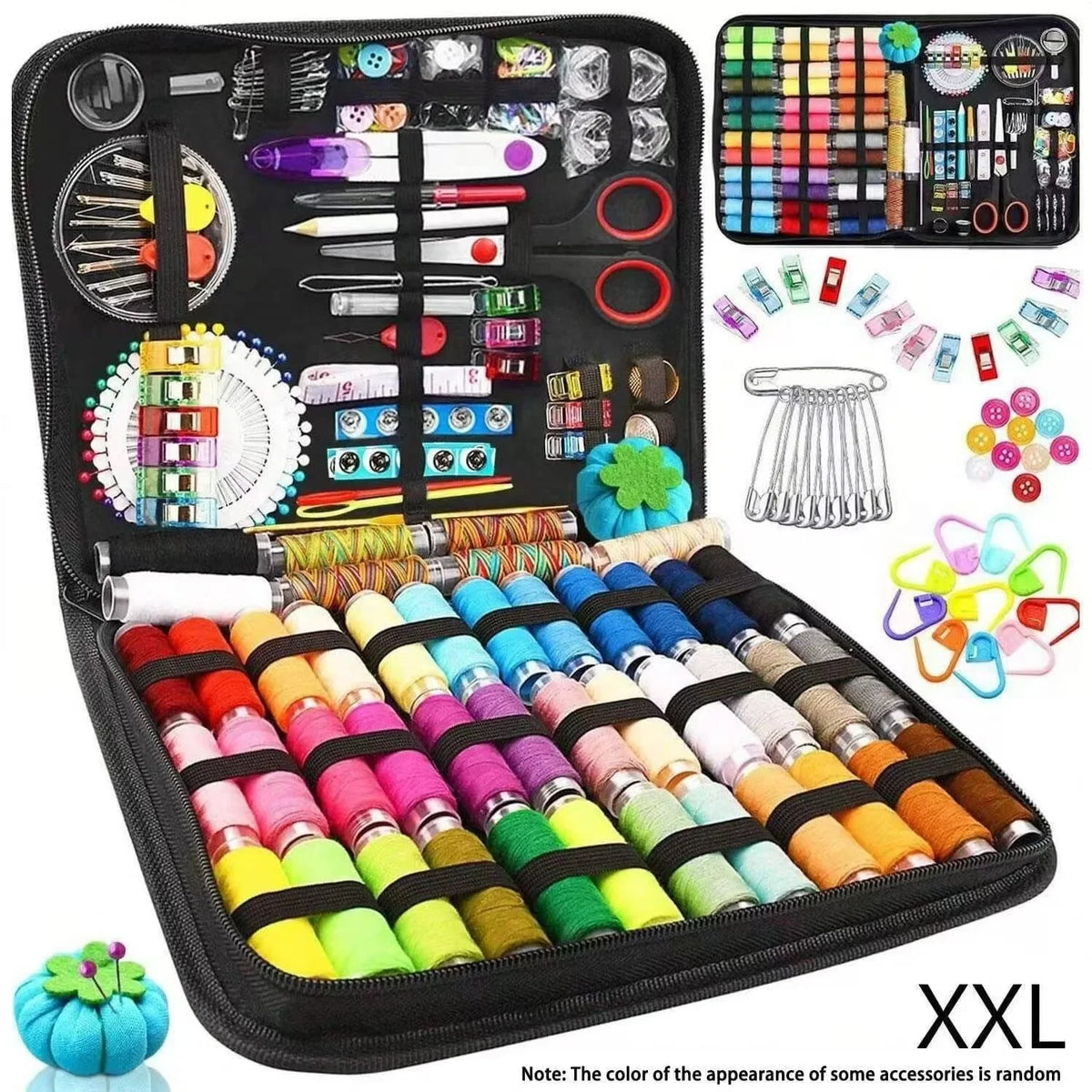 Complete Sewing Kit With Threads Needles Scissors And Tape Measure