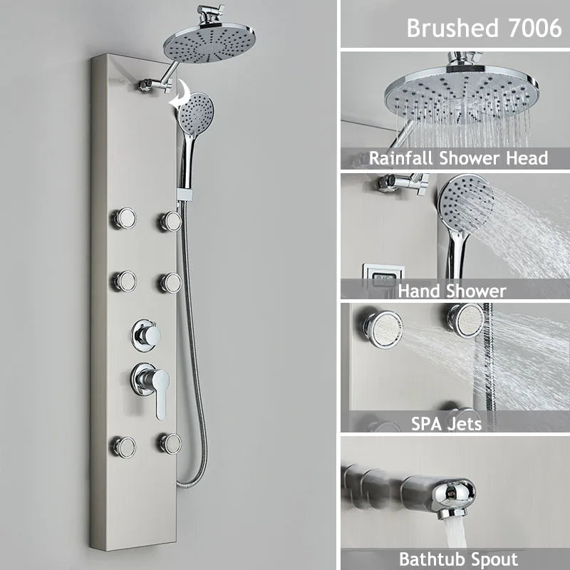 Shinesia LED Rain Shower Panel Spa Massage Jet Faucet System
