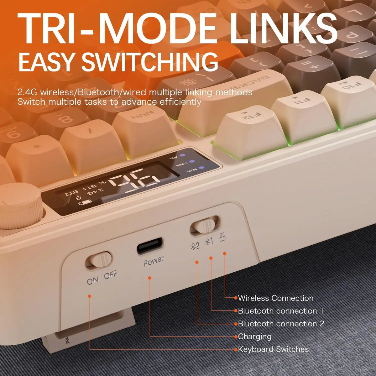 Attack Shark Wireless Gaming Keyboard With Screen And Knob