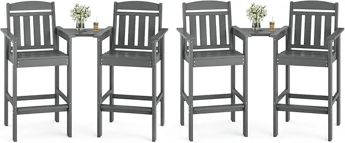 Farini Set Of Two HDPE Adirondack Bar Stools With Tray