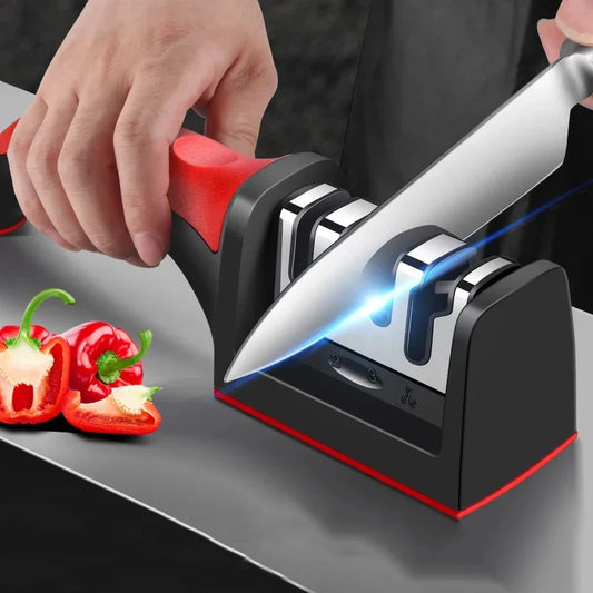 Three Purpose Kitchen Knife Sharpener with Ceramic Sharpening Stones