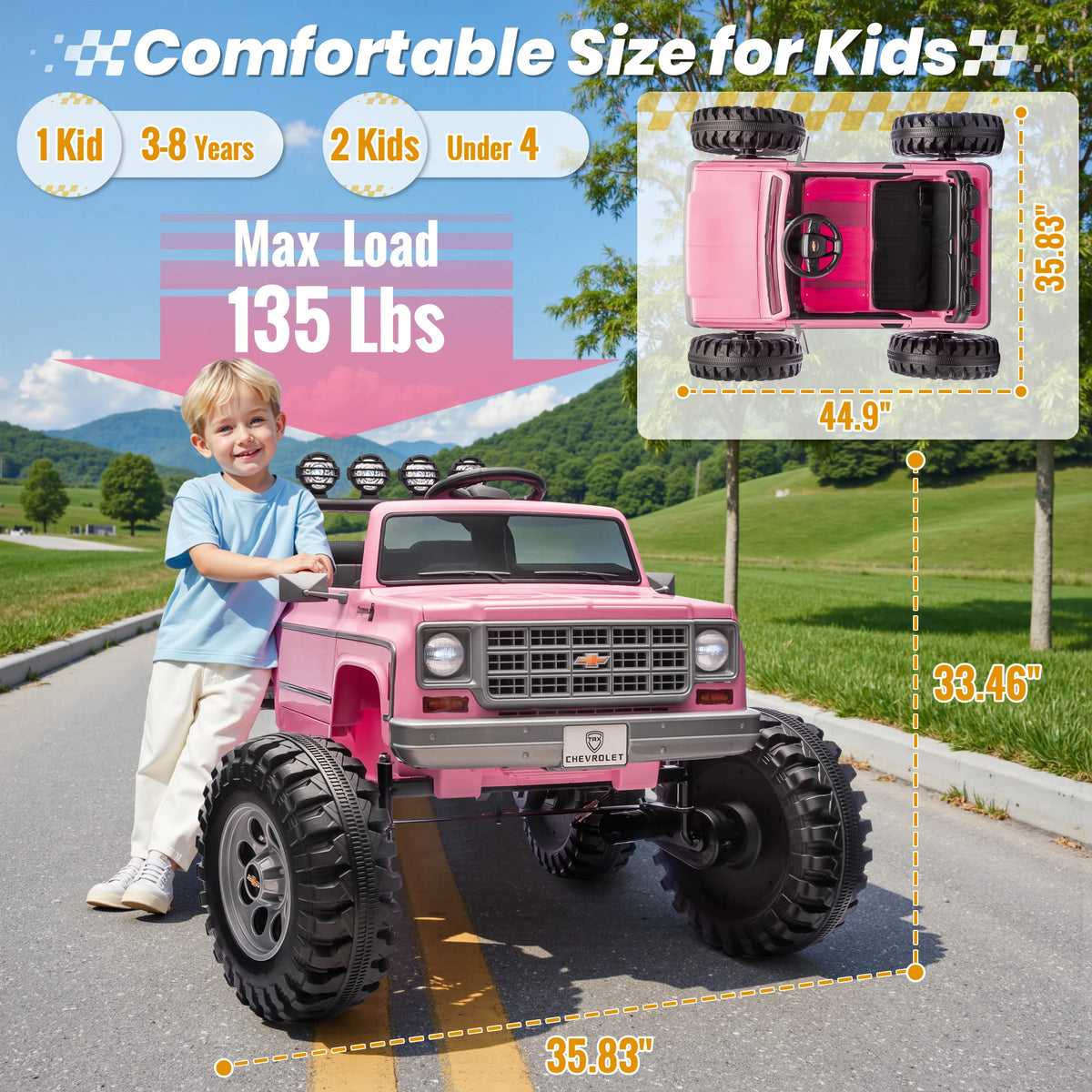 JOYRACER Licensed Chevrolet Cheyenne Ride On Car for Kids