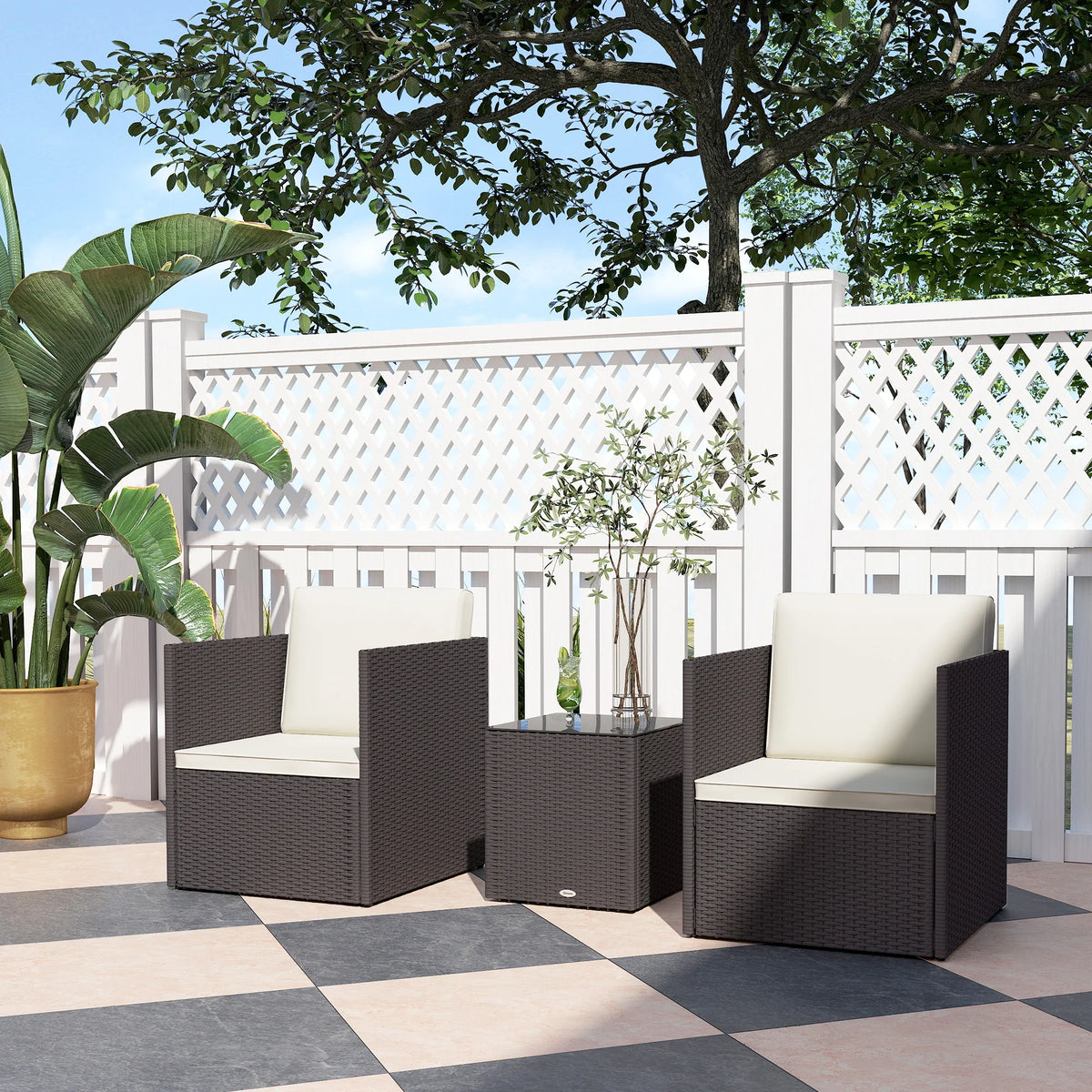 Outsunny Folding Wicker Bistro Patio Furniture Set for Outdoor Lounging