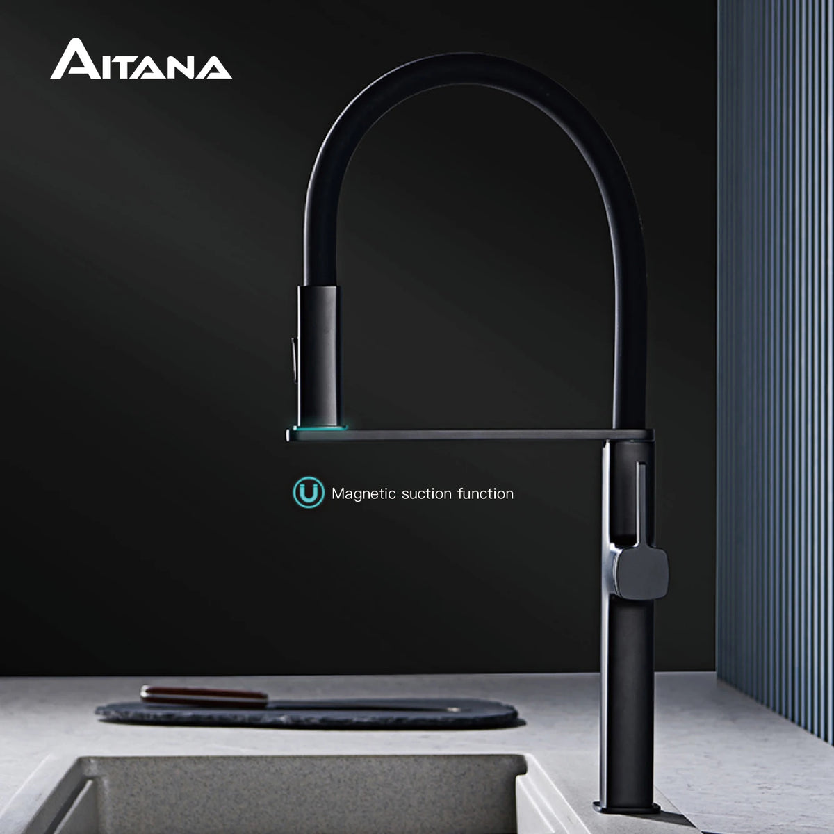 Aitana Brass Pull Out Magnetic Single Handle Kitchen Faucet