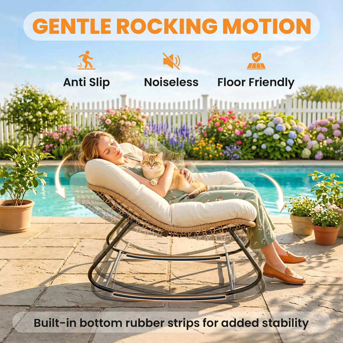 Outsunny Papasan Rocking Chair For Indoor And Outdoor Comfort