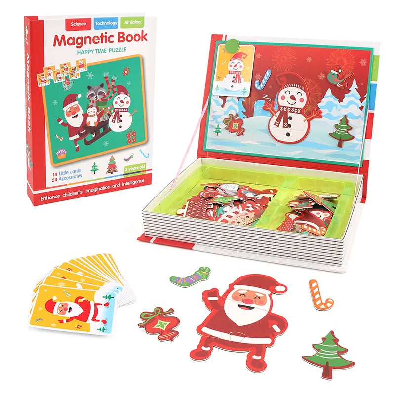 Magnetic 3D Cartoon Jigsaw Puzzle Book for Kids Brain Training