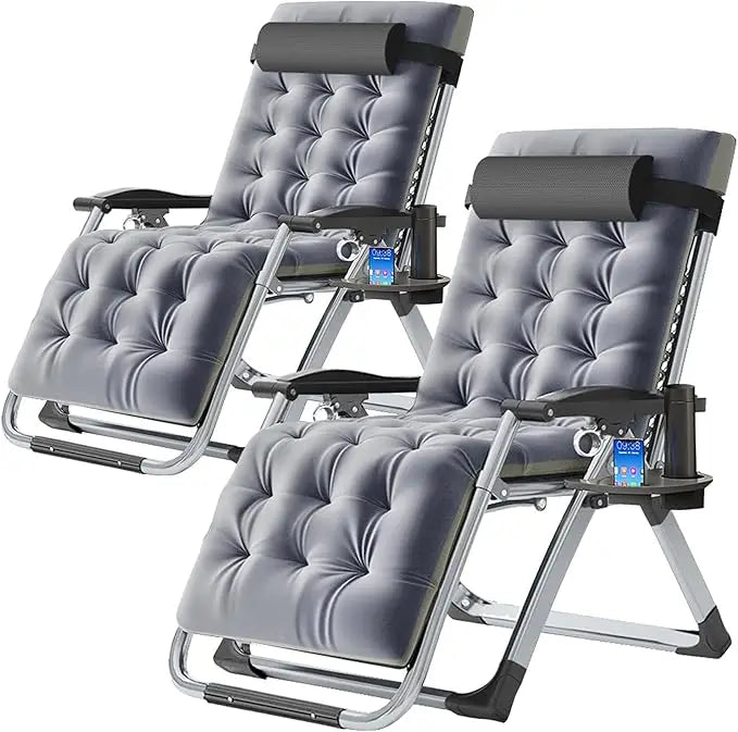 XIUWO Zero Gravity Reclining Outdoor Lounge Chairs With Cup Holders