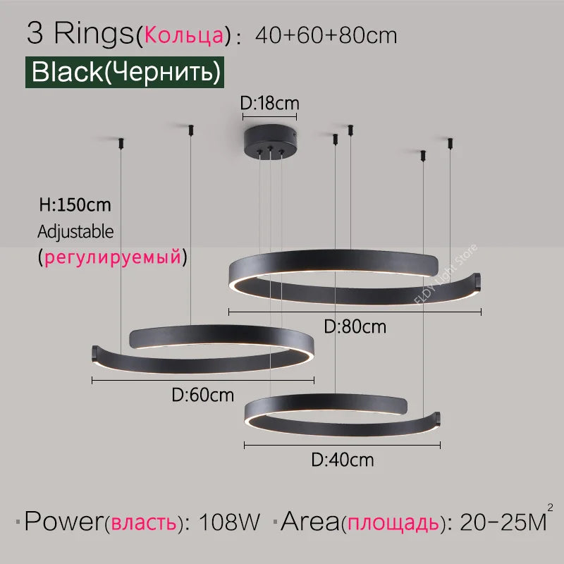SLL Modern Nordic LED Ring Pendant Light for Living Spaces