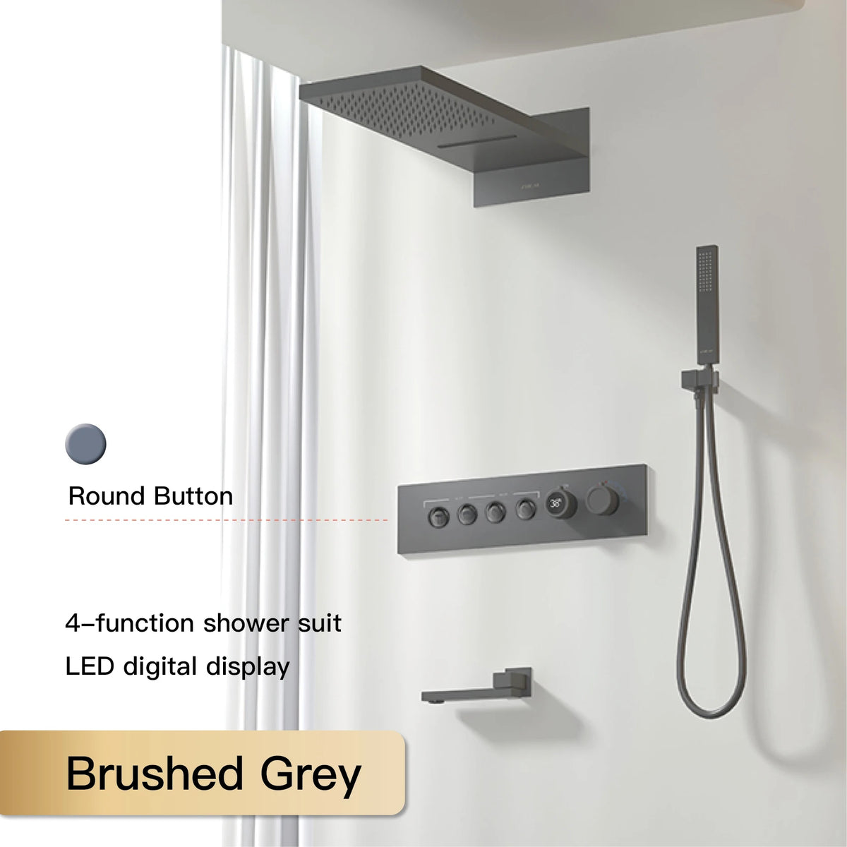 Aitana Wall Mounted Brass Multi Function Shower System
