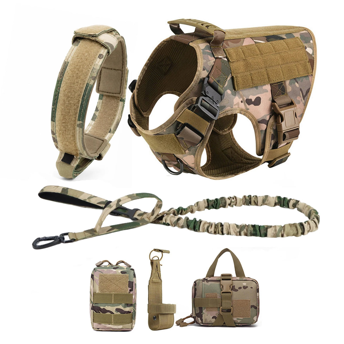 Petavel Tactical Dog Harness With Molle Pouches And Leash