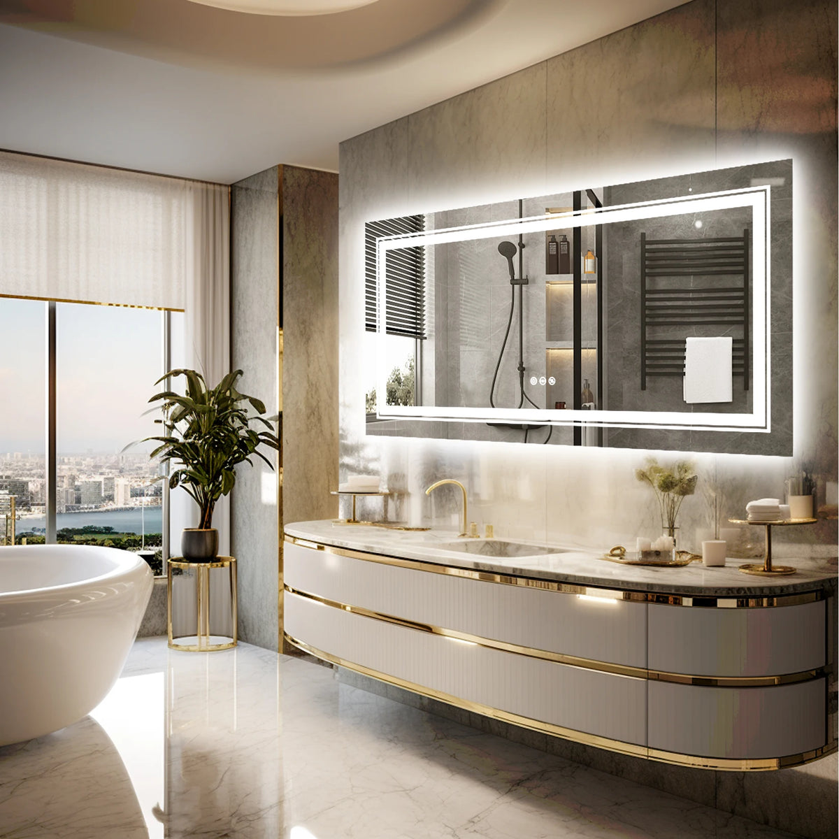 Wisfor Led Anti Fog Dimmable Bathroom Vanity Mirror
