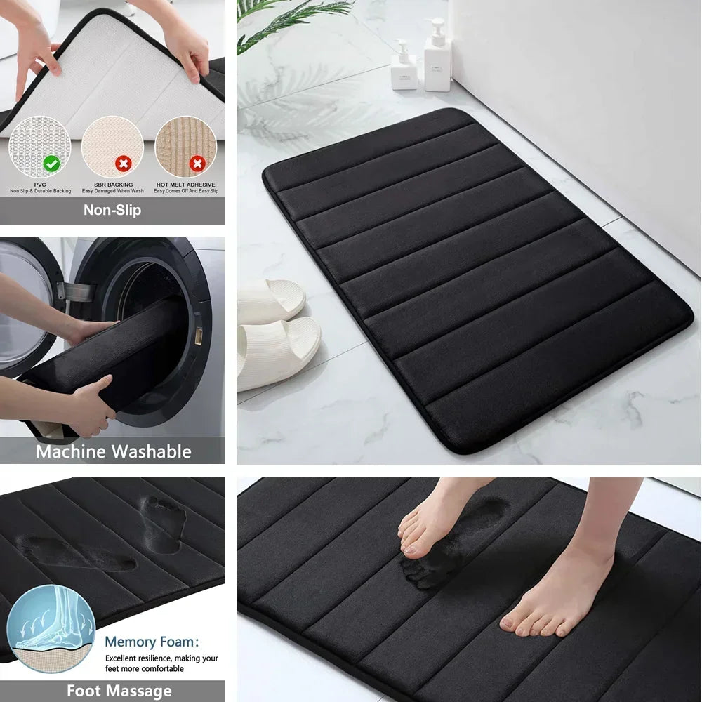 Non Slip Memory Foam Mat Designed For Quick Bathroom Drying
