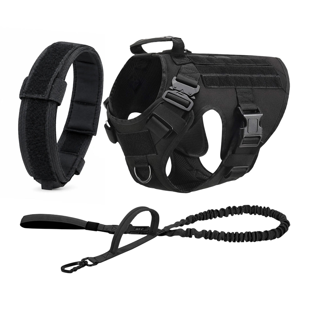 Petavel Tactical Dog Harness With Molle Pouches And Leash