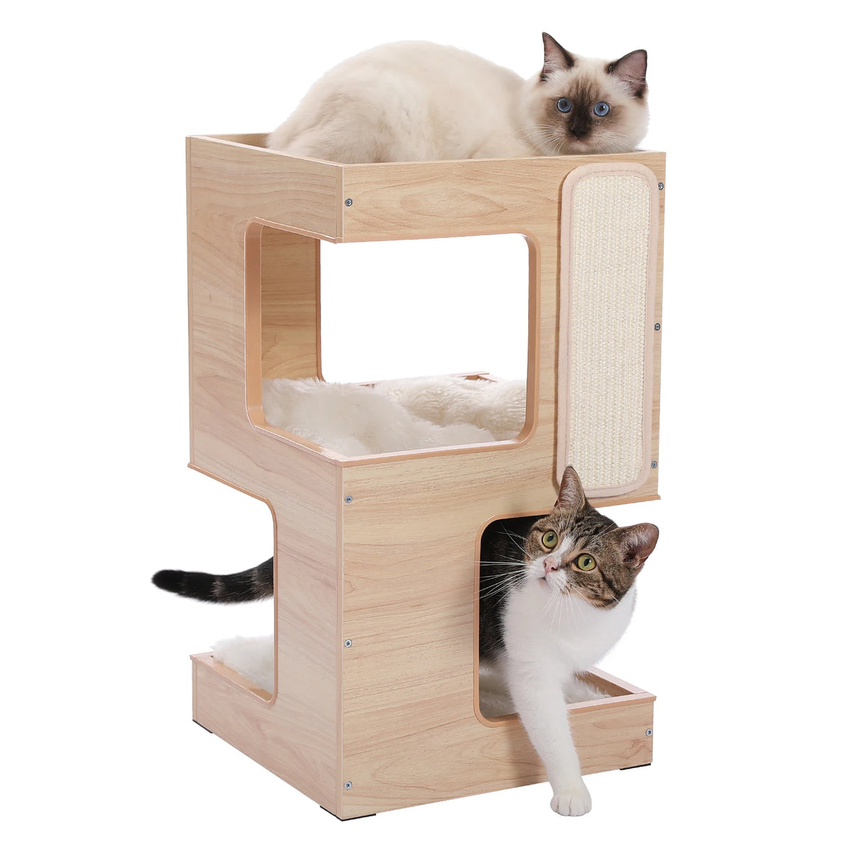 PAWZ Road Wooden Cat Condo with Scratcher and Soft Mats