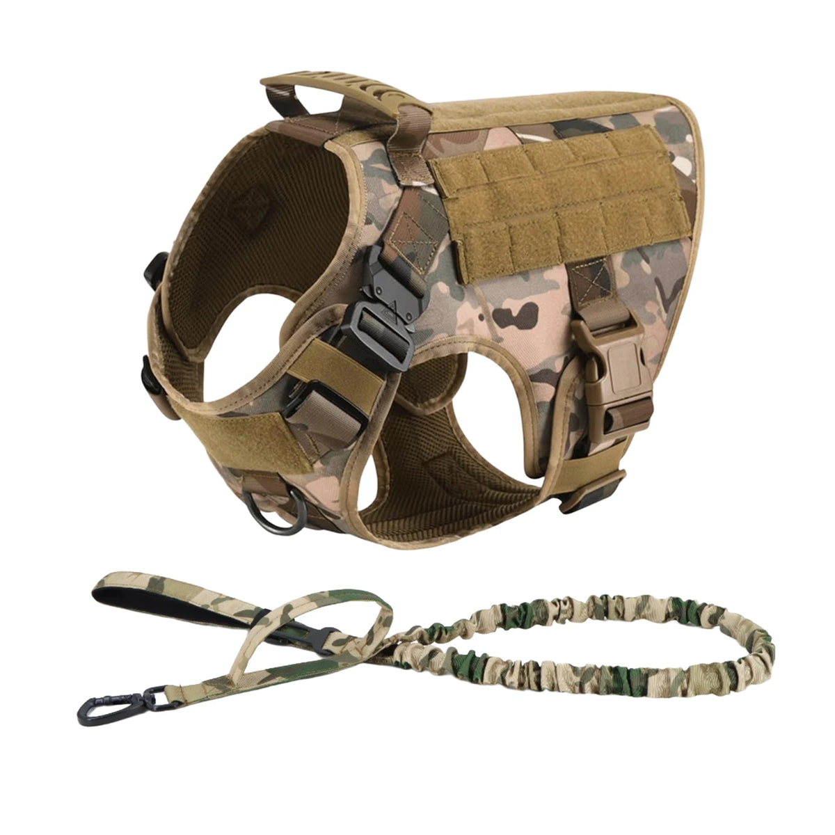 Petavel Tactical Dog Harness With Molle Pouches And Leash
