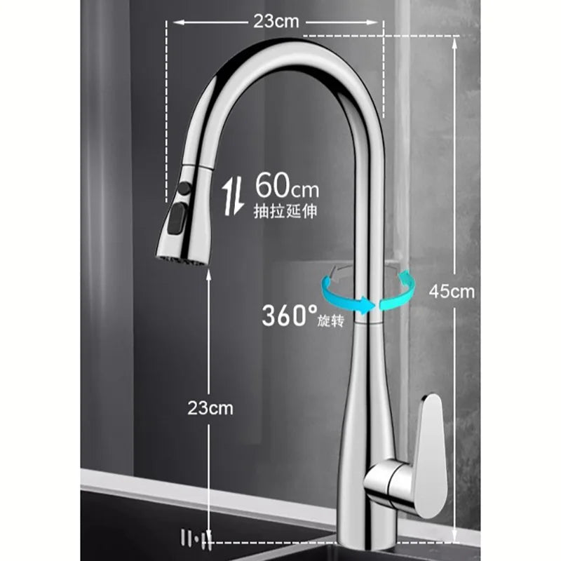 GEGVE Deck Mounted Single Handle Kitchen Sink Faucet Brass