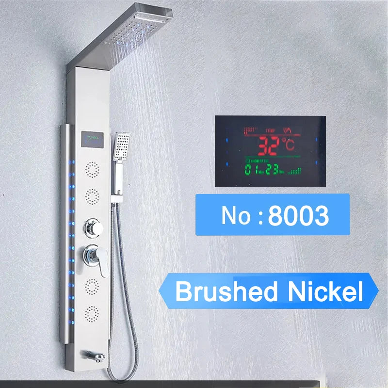 Shinesia LED Shower Panel With Digital Display Spa Massage Jets