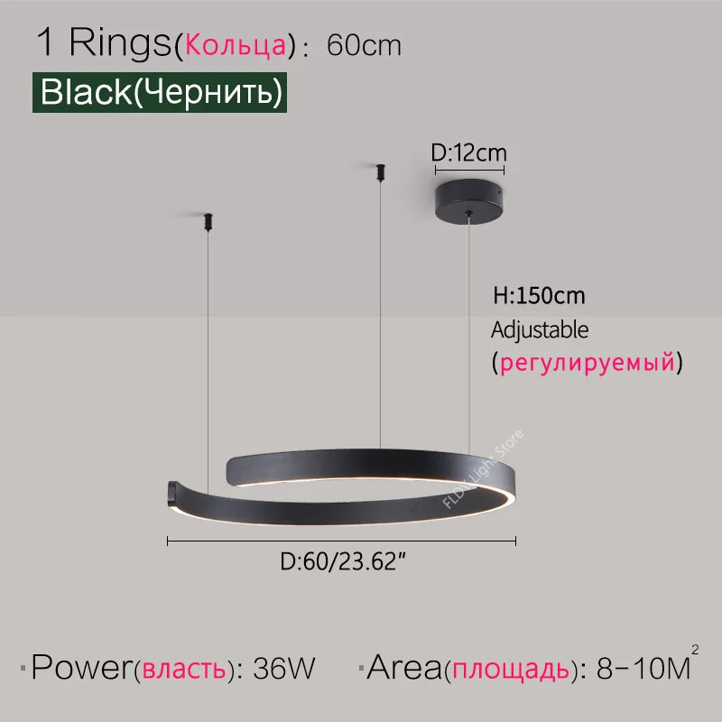 SLL Modern Nordic LED Ring Pendant Light for Living Spaces
