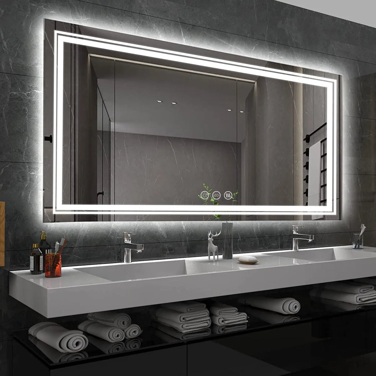 Wisfor Led Rectangular Vanity Mirror With Dimmable Anti Fog Backlight