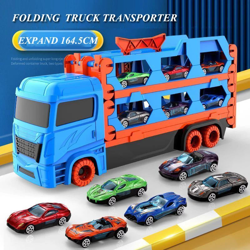 DSUE Folding Car Transporter Truck With Racing Track And Cars