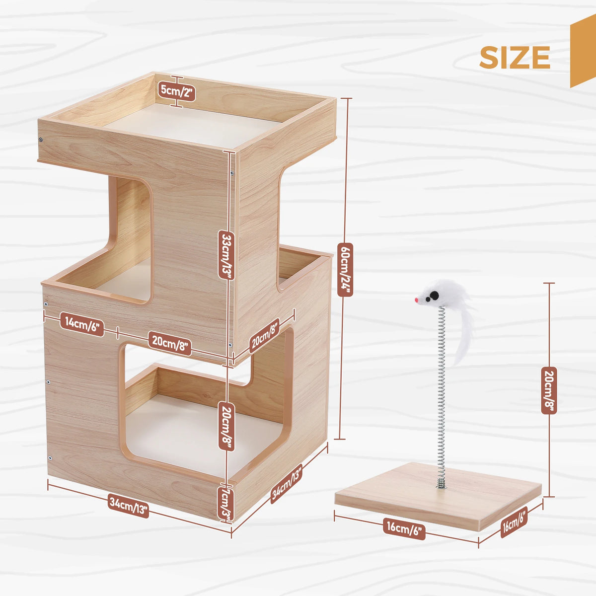 PAWZ Road Wooden Cat Condo with Scratcher and Soft Mats