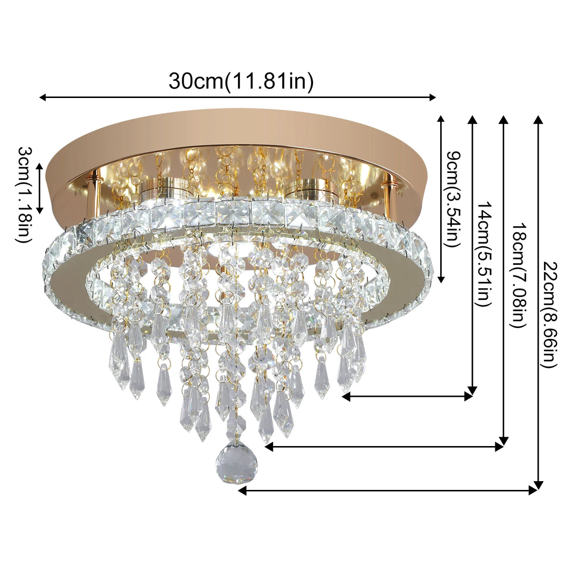 GreeLustr Luxury Crystal LED Flush Mount Ceiling Chandelier Lights