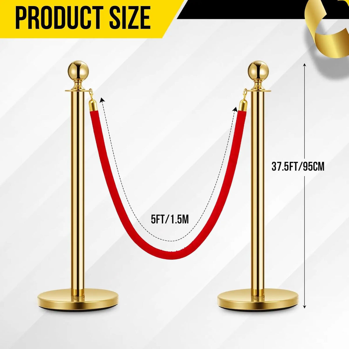 HiMISS Stainless Steel Stanchions With Velvet Ropes For Crowd Control