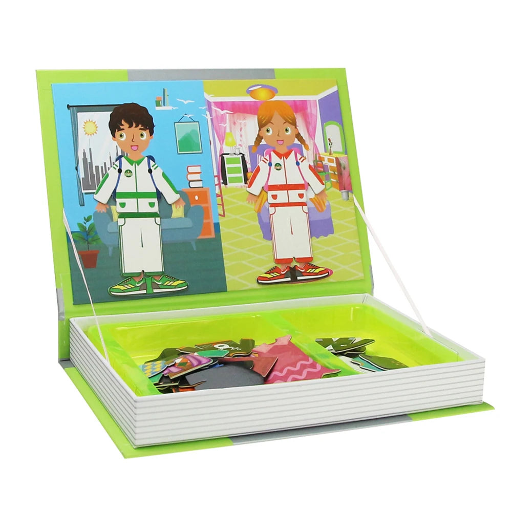 Magnetic 3D Cartoon Jigsaw Puzzle Book for Kids Brain Training