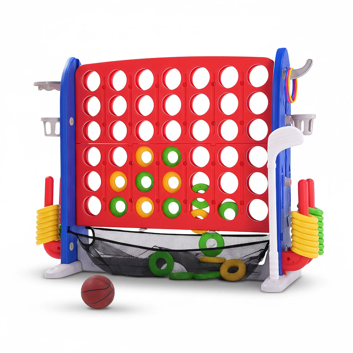Giant Connect Four Outdoor Game Set Basketball And Ring Toss