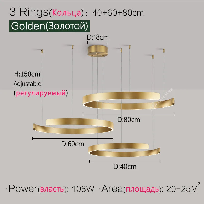 SLL Modern Nordic LED Ring Pendant Light for Living Spaces