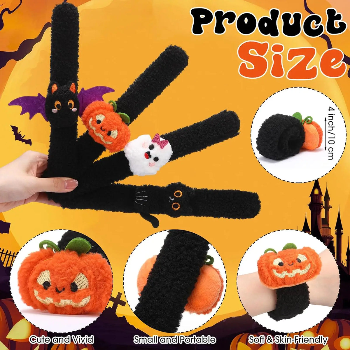 Halloween Ghost Plush Slap Bracelets Fun Party Favors And Prizes