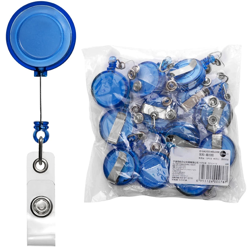 Retractable Badge Reel Set With Heavy Duty ID Card Holder