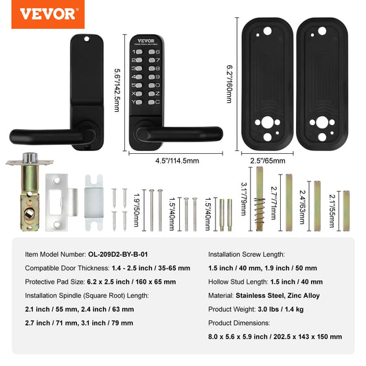 SucceBuy Mechanical Keyless Entry Door Lock With Keypad Handle