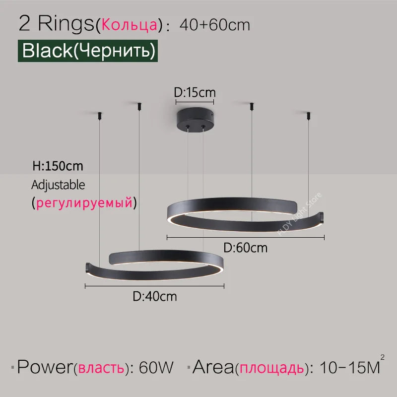 SLL Modern Nordic LED Ring Pendant Light for Living Spaces